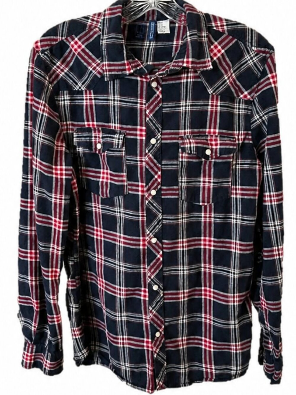 DIVIDED Men's Snap Front Plaid Flannel Shirt